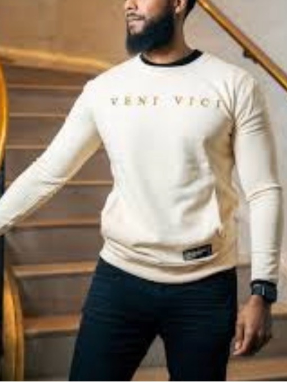 Cream Crewneck Sweater - Men's Slim Pullover